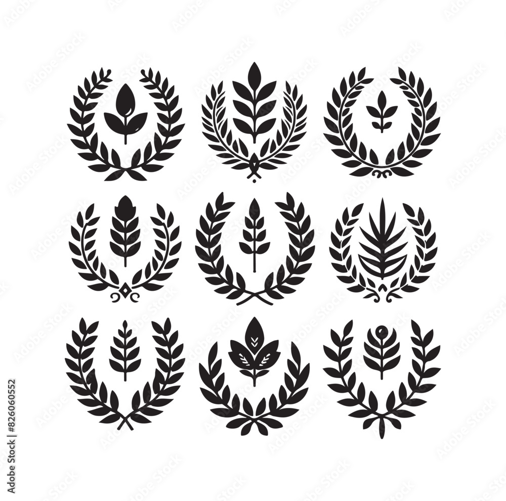 Obraz premium Minimal laurel sign illustration icon logo
