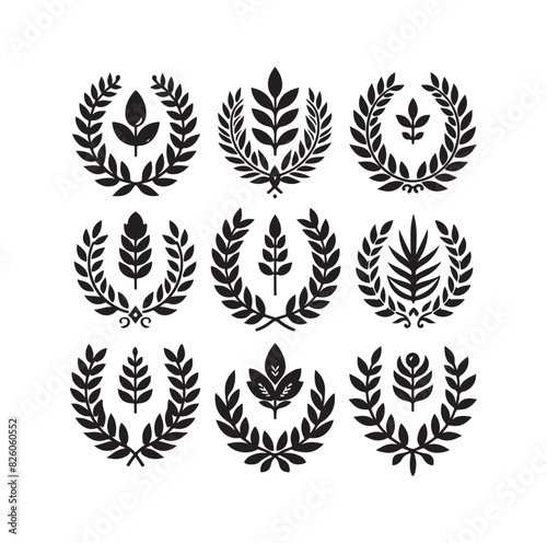 Minimal laurel sign illustration icon logo