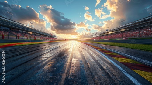 View of the infinity empty asphalt international race track.