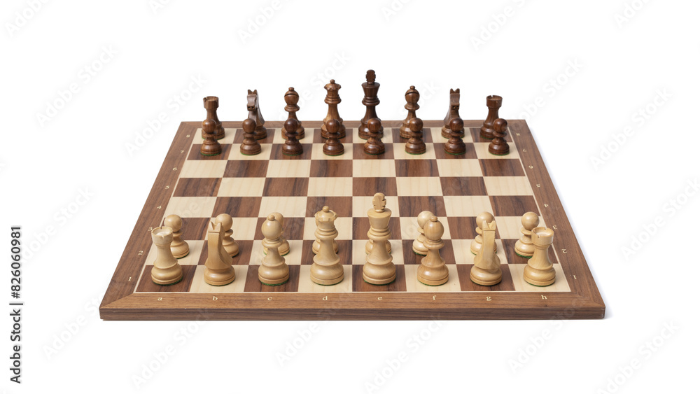 Chessboard ready for the game on white background Chessboard ready for the game on white background
