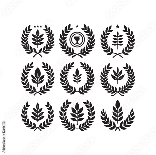 Minimal laurel sign illustration icon logo