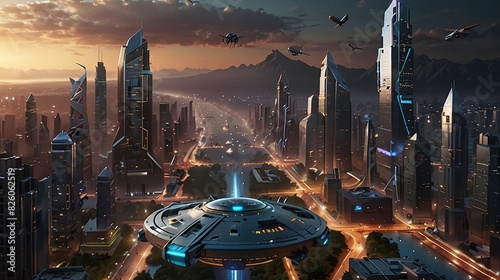panorama of the city. Generative AI photo