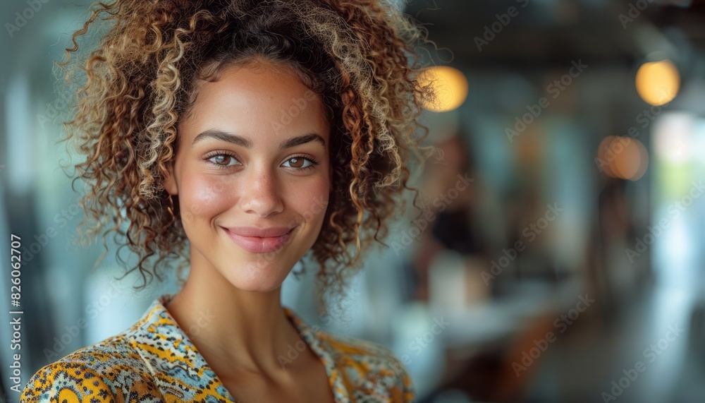 Smiling Woman With Curly Hair Smiling Woman With Curly Hair