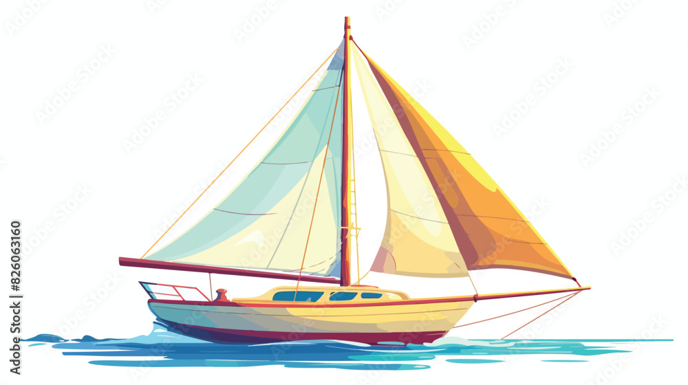 Sailboat icon. Color sailing yacht ship symbol Cartoon
