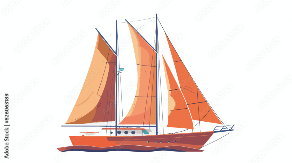 Sailboat icon. Color sailing yacht ship symbol Cartoon