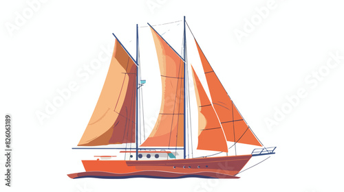 Sailboat icon. Color sailing yacht ship symbol Cartoon