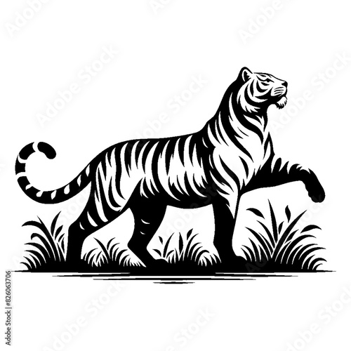 Silhouette of a fierce tiger