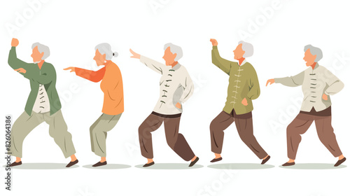 Seniors tai chi. Retired people taichi movement active