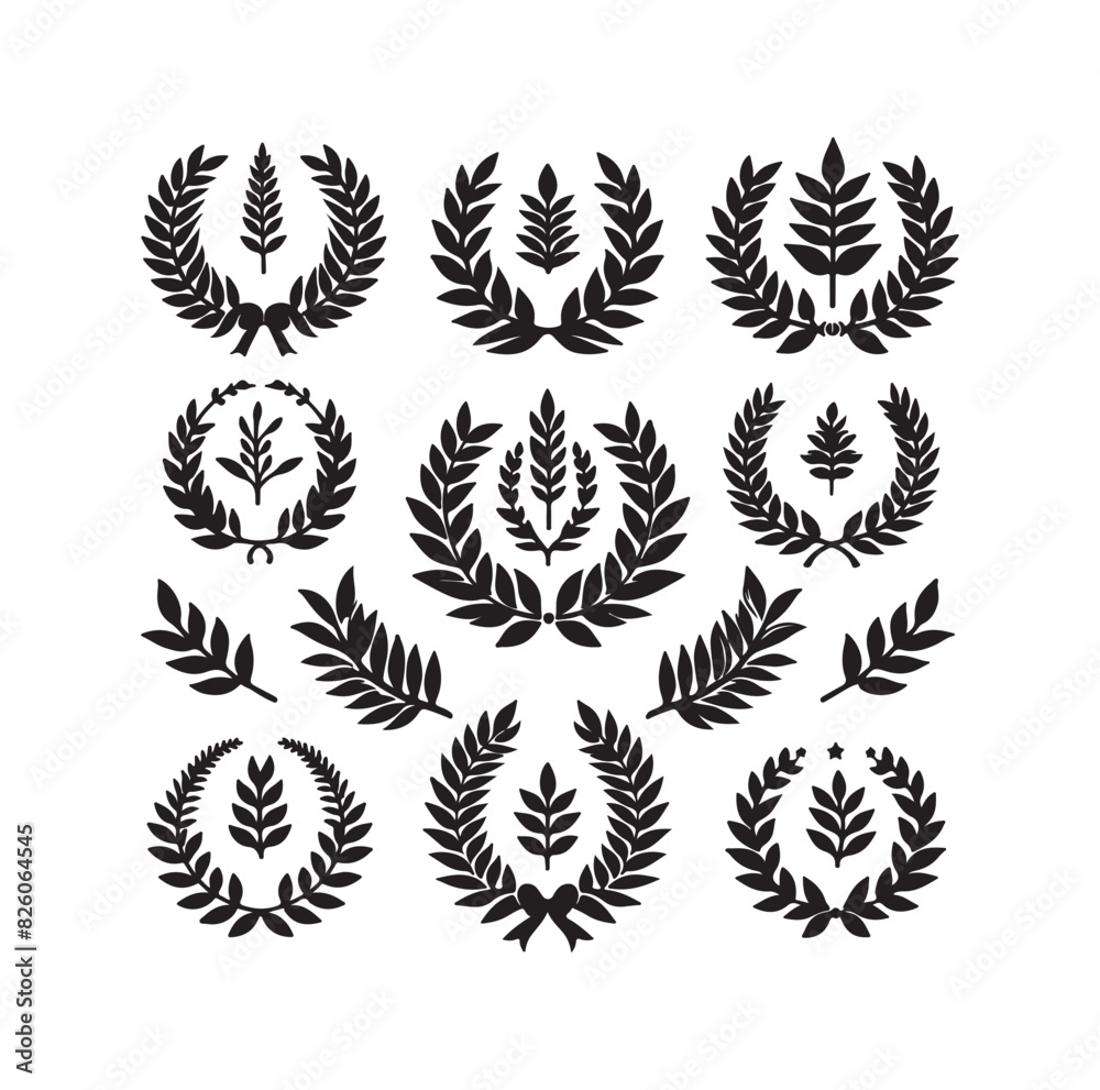 Obraz premium Minimal laurel sign illustration icon logo