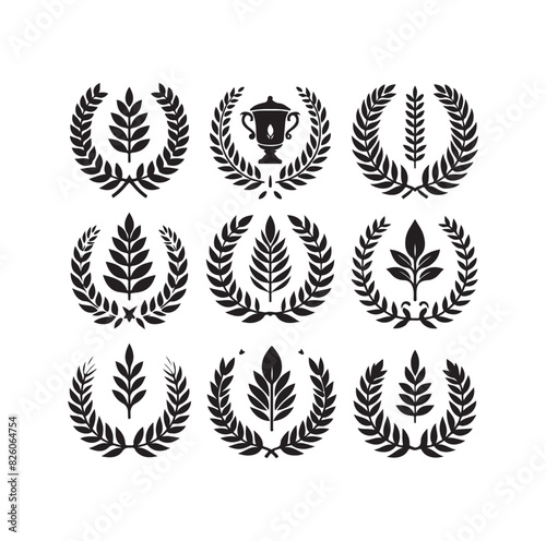 Minimal laurel sign illustration icon logo
