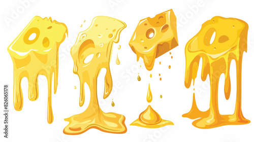Set of four of melted cheese cartoon mellow pieces photo