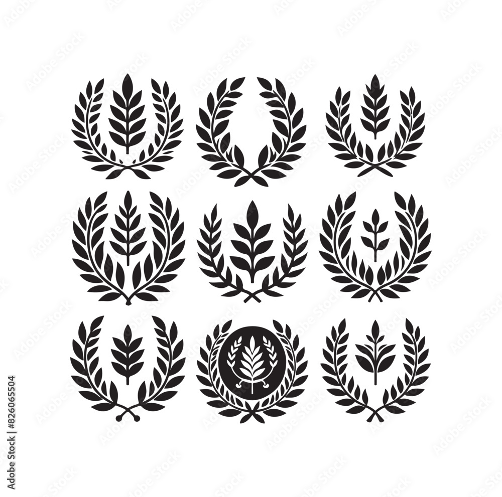 Minimal laurel sign illustration icon logo Minimal laurel sign illustration icon logo
