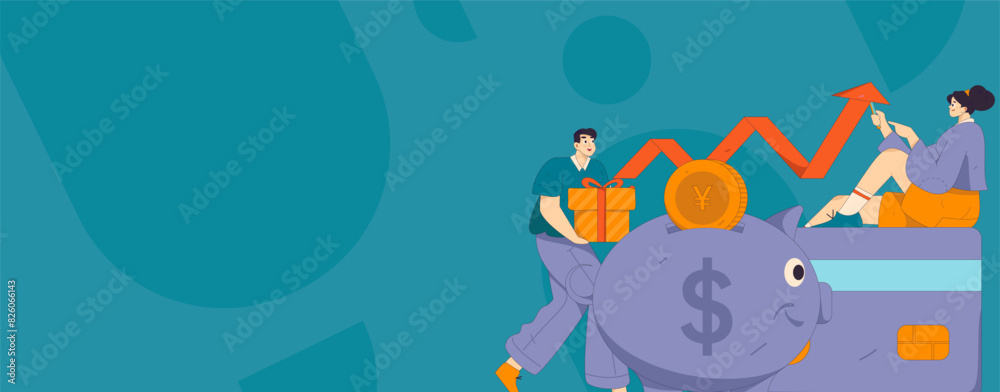 Naklejka premium Internet financial management investment flat vector concept operation hand drawn illustration 