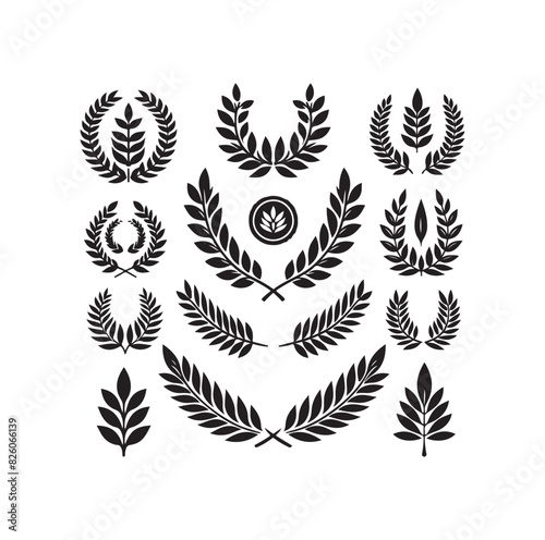 Minimal laurel sign illustration icon logo © mchakraborty08