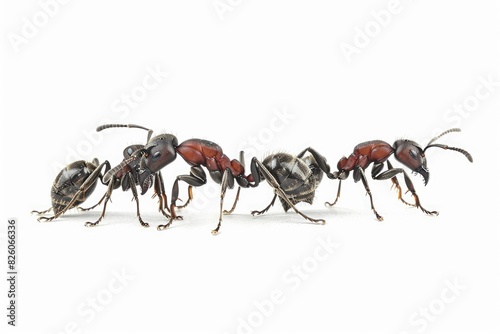 Detailed Illustration of Ants Isolated on a White Background, Showcasing Intricate Insect Anatomy and Behavior in High Definition  © Didikidiw61447