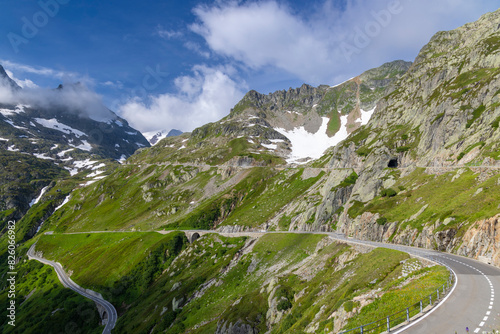 Landscape near Sustenpass with high alpine road, Innertkirchen - Gadmen, Switzerland photo