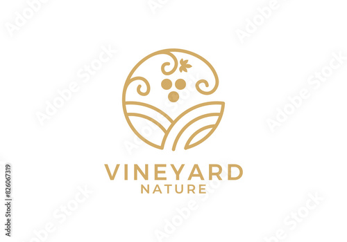 simple modern vineyard nature logo design