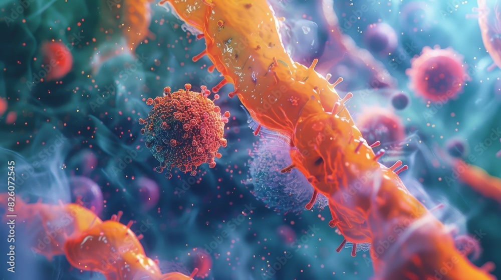 Close-up view of body microbes captured through macrophotography, intricate details of microorganisms Close-up view of body microbes captured through macrophotography, intricate details of microorganisms