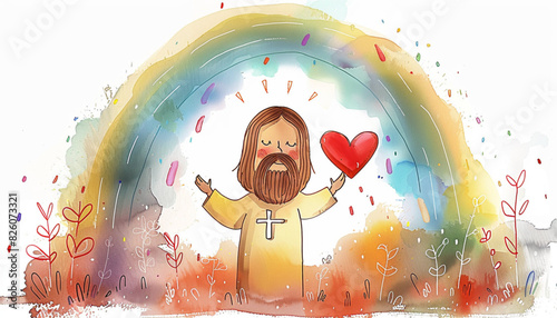 Vector Illustration of Jesus Christ, Christian, love and prosperity