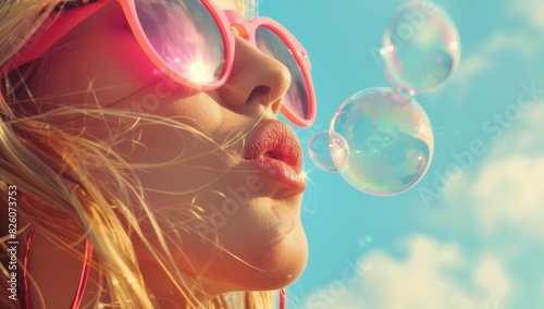 Image of iridescent soap bubbles floating with a blurry background, suggesting a carefree atmosphere