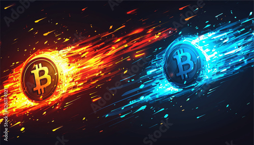 bitcoin digital currency, futuristic digital money, technology worldwide network concept, Sci fi digital futuristic theme. vector illustration.