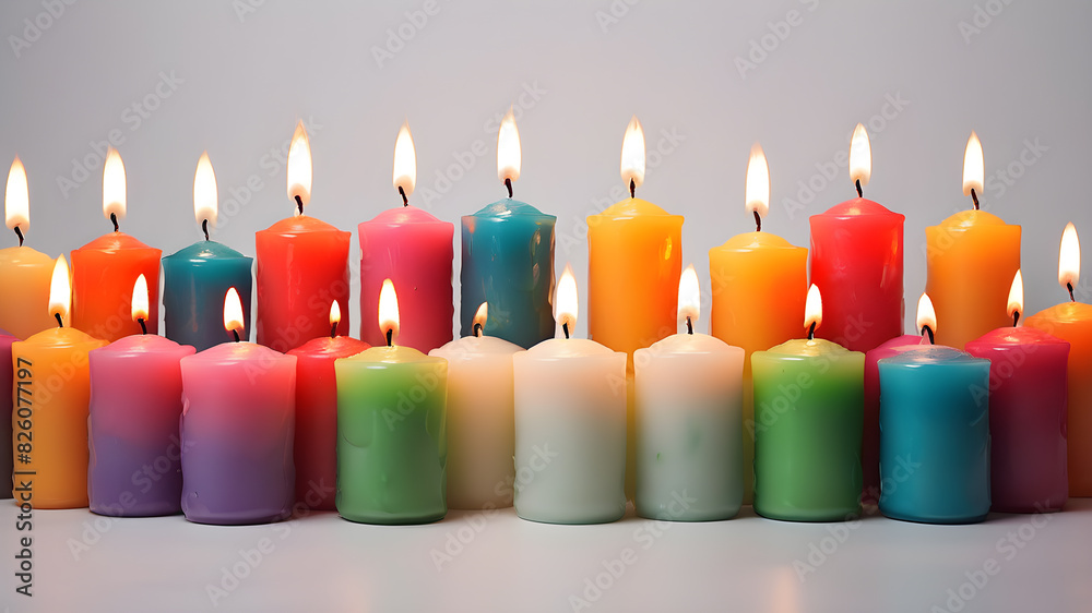 Colorful candles on white background, Generative AI Colorful candles on white background, Generative AI