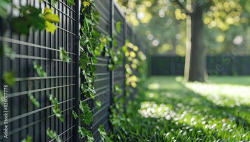 Solar Panels with Green Vines in Forest