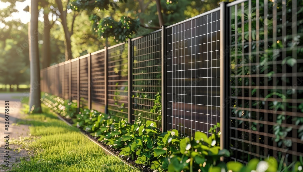 Eco-Friendly Solar Panels Along Forest Path Eco-Friendly Solar Panels Along Forest Path