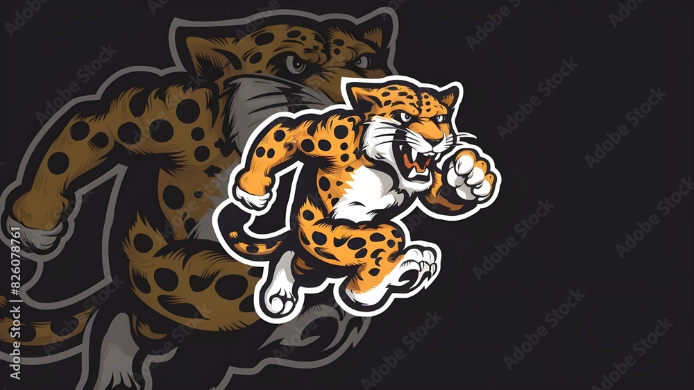 Fototapeta premium Angry Leopard Mascot Running Vector Illustration