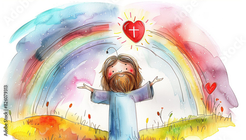 Vector Illustration of Jesus Christ, Christian, love and prosperity