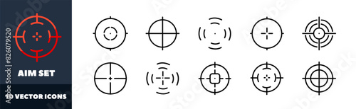 AIM icons set. Linear style. Vector icons