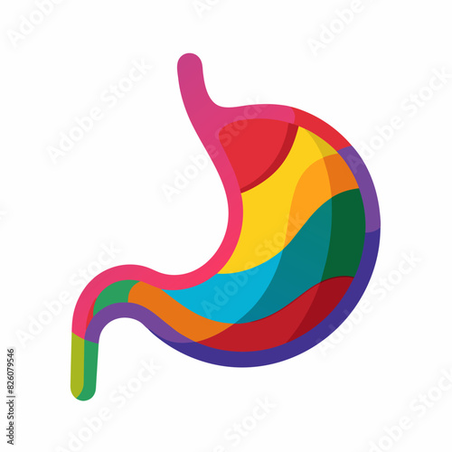 Colorful stomach icon on white background for art, logo, or branding