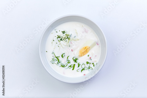 cold soup with egg and herbs