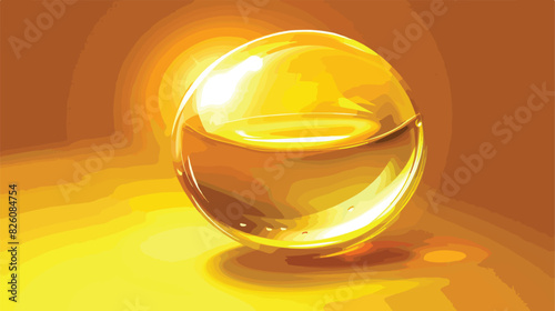 Golden oil ball. Yellow serum realistic drop Cartoon