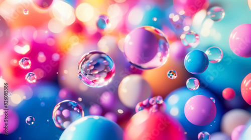 A colorful abstract background with multicolored organic shapes and bubbles