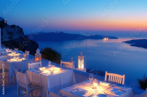 Candlelit dining on Santorini
