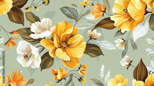 seamless pattern with flowers  vintage painting illustrations