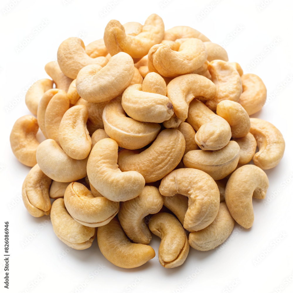 Pile of cashew nuts isolated on white background. Ai generated Pile of cashew nuts isolated on white background. Ai generated