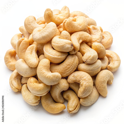 Pile of cashew nuts isolated on white background. Ai generated