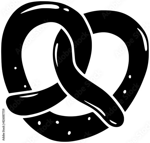 pretzel illustration bread silhouette bakery logo heart icon food outline wheat love croissant pastry breakfast meal snack loaf cake shape baguette toast bake for vector graphic background