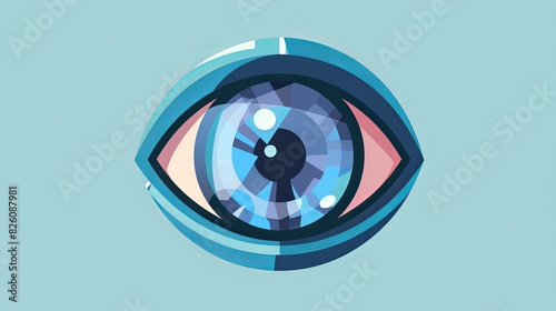 Eye surveillance flat design front view device cartoon drawing Tetradic color scheme, photo