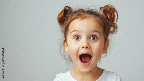 Excited Little Girl with Expressive Surprise on Face