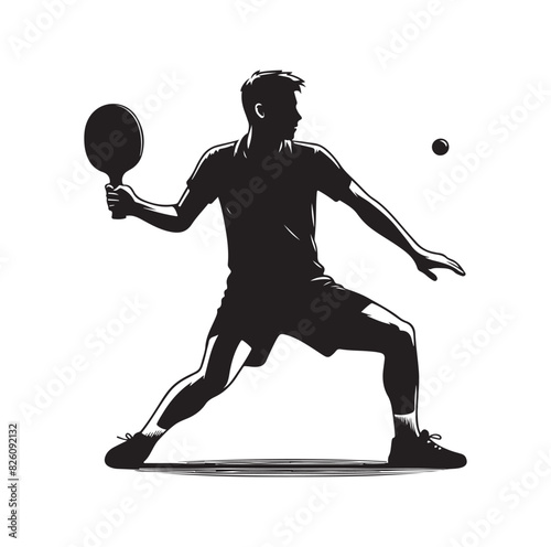 table tennis player pose Silhouette illustration vector