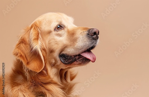 A golden retriever dog on minimalistic colorful background with Copy Space. Perfect for banners  veterinary ads  pet food promotions  and minimalist designs.