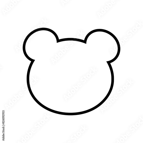 Black linear icon of a bear head on a white background.Teddy bear. Vector illustration.