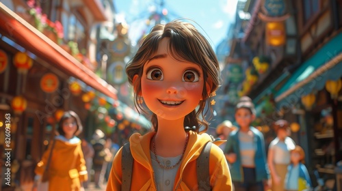 Joyful Family Day Out: Two Moms Bonding with Children at Amusement Park