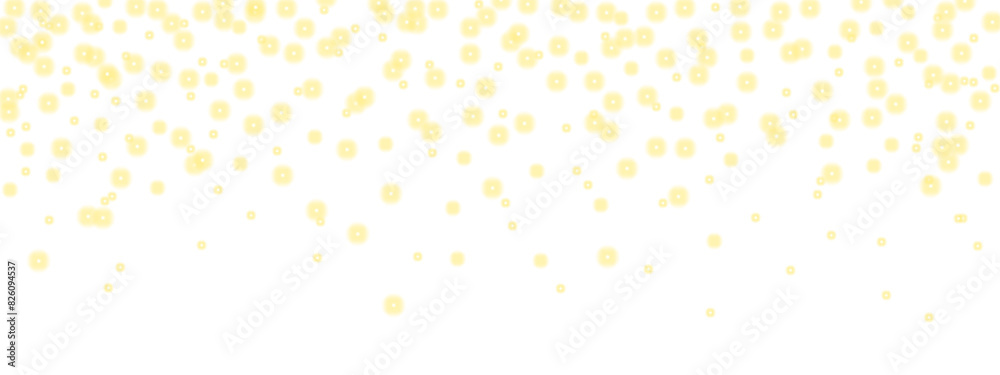 Glittering vector dust on a transparent background. Golden sparkling lights. Christmas Holiday glow particle. Magic star effect. Shine background. Festive party design. Vector EPS 10