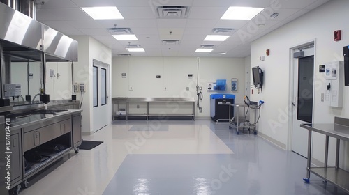 Pet hospital interior featuring noisedampening floor materials and quiet air conditioning units