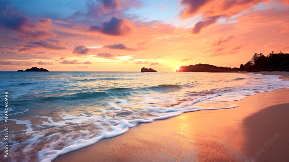 Stunning Beach Sunset with Vibrant Colors