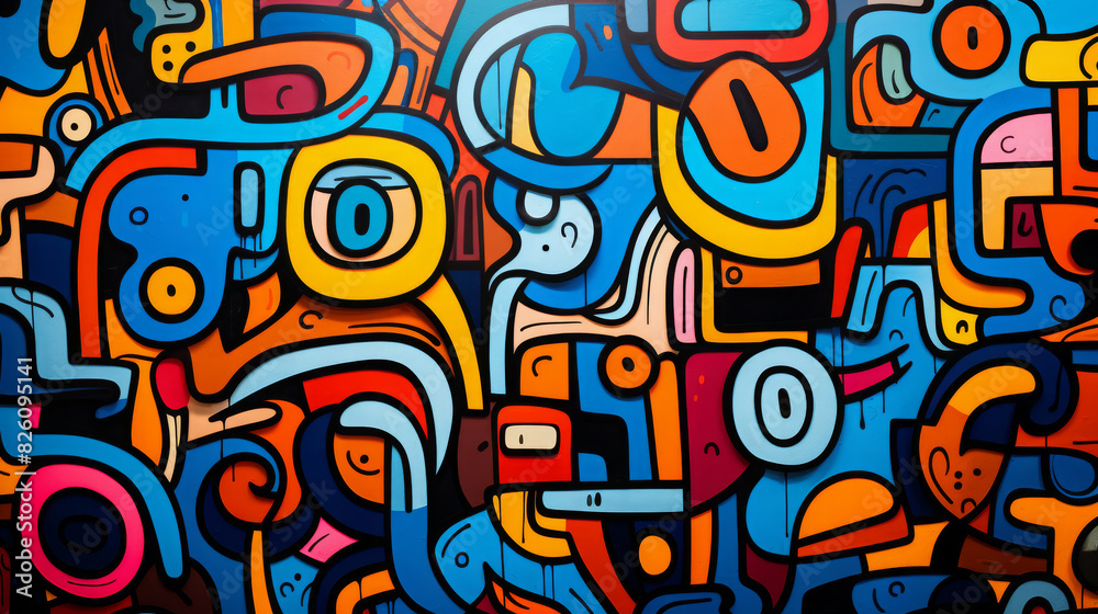 Vibrant Abstract Graffiti Mural with Bold Colors Vibrant Abstract Graffiti Mural with Bold Colors